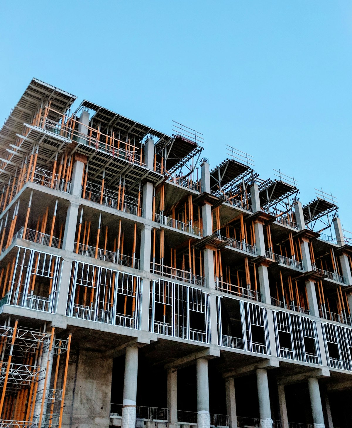 Building under construction during structural refurbishment works.